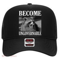 Become Ungovernable Funny Raccoon Face Meme Hat thumb 0
