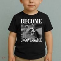 Become Ungovernable Funny Raccoon Face Meme Toddler T-Shirt thumb 2