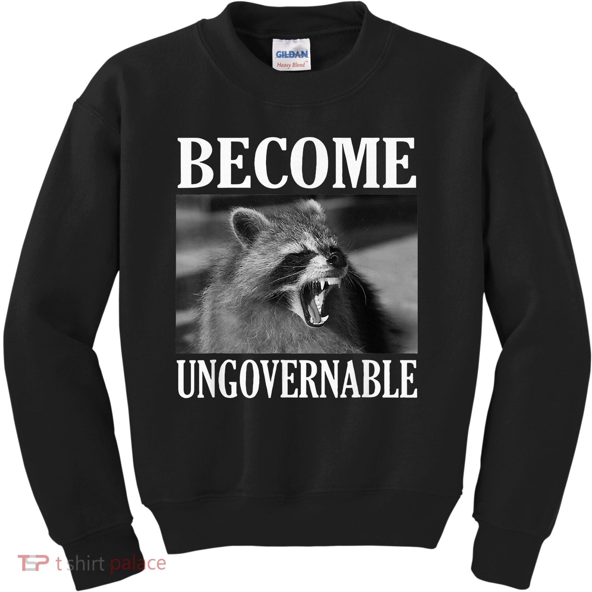 Become Ungovernable Funny Raccoon Face Meme Kids Sweatshirt