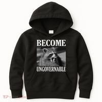 Become Ungovernable Funny Raccoon Face Meme Kids Hoodie thumb 0