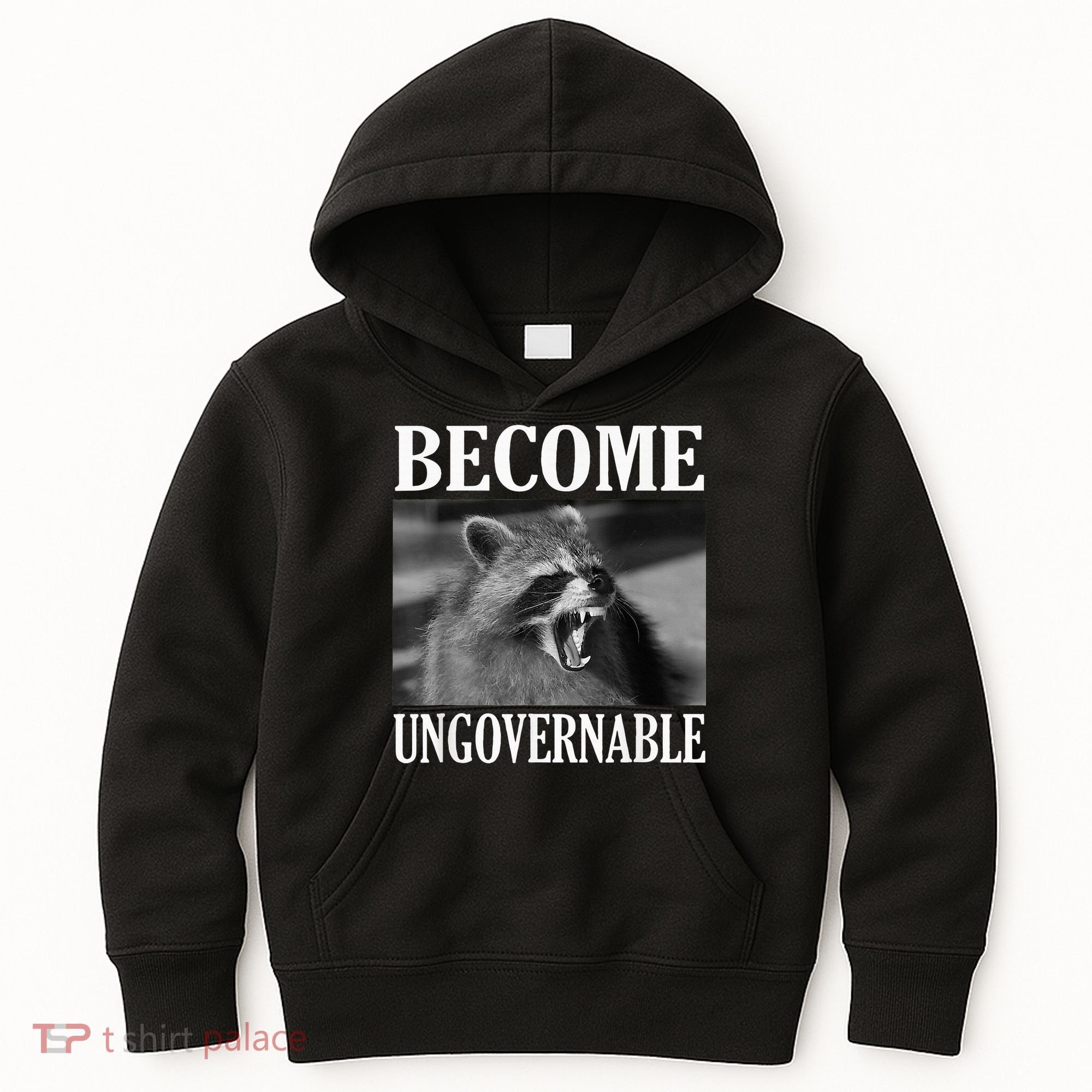 Become Ungovernable Funny Raccoon Face Meme Kids Hoodie