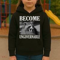 Become Ungovernable Funny Raccoon Face Meme Kids Hoodie thumb 3