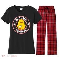Become Ungovernable Funny Duck Knife Funny Duck Meme Quote  Women's Flannel Pajama Set thumb 0