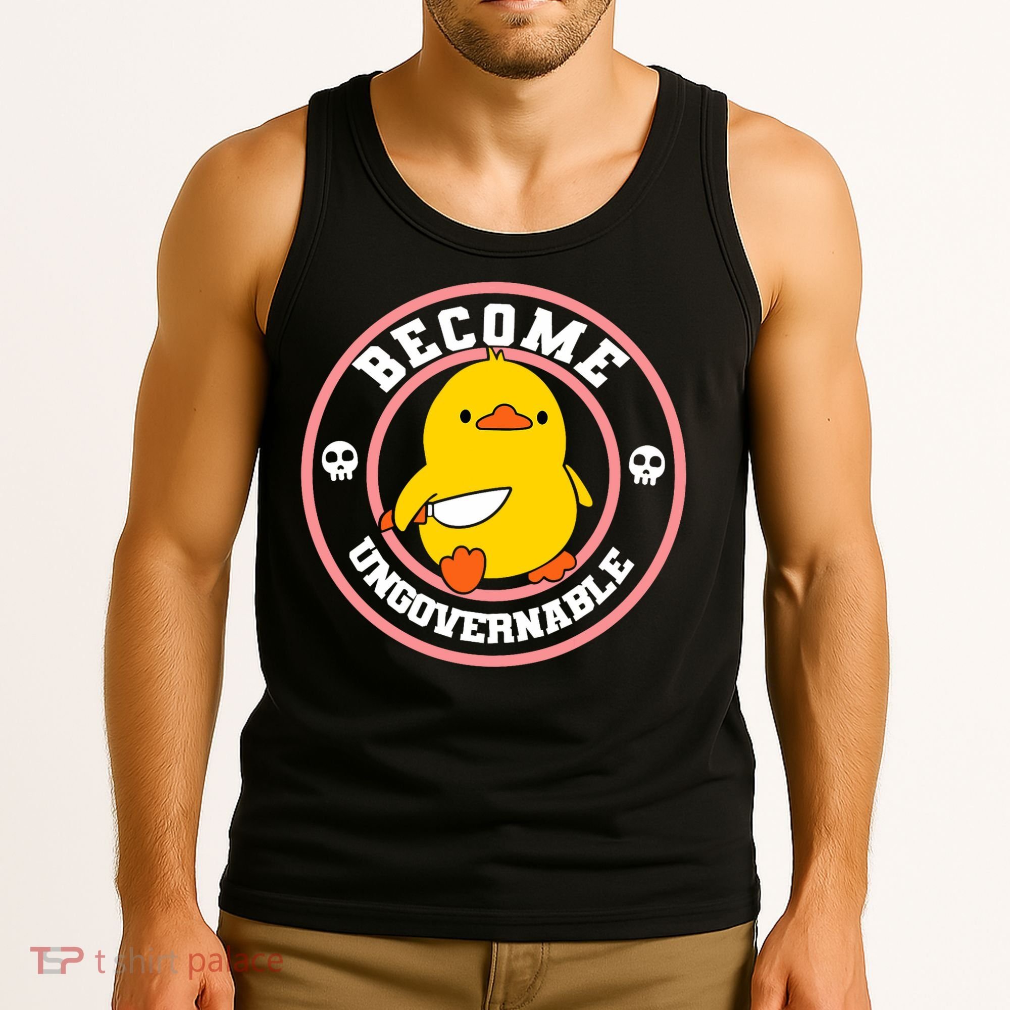 Become Ungovernable Funny Duck Knife Funny Duck Meme Quote  Tank Top