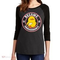 Become Ungovernable Funny Duck Knife Funny Duck Meme Quote  Women's Tri-Blend 3/4-Sleeve Raglan Shirt thumb 2
