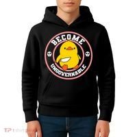 Become Ungovernable Funny Duck Knife Funny Duck Meme Quote  Kids Hoodie thumb 4