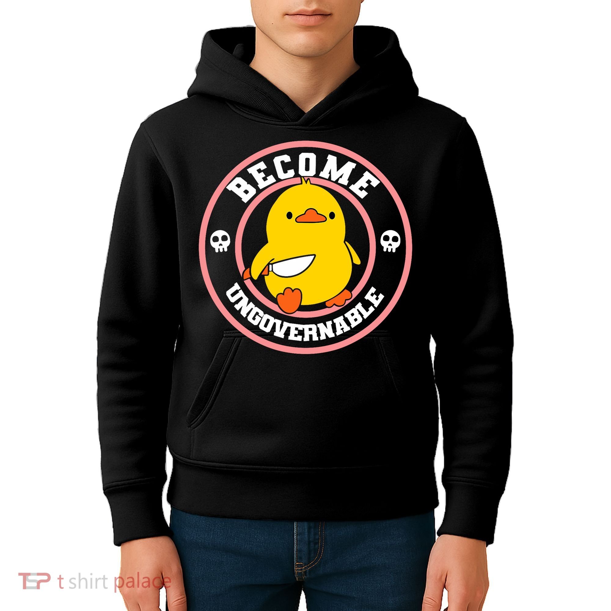 Become Ungovernable Funny Duck Knife Funny Duck Meme Quote  Kids Hoodie