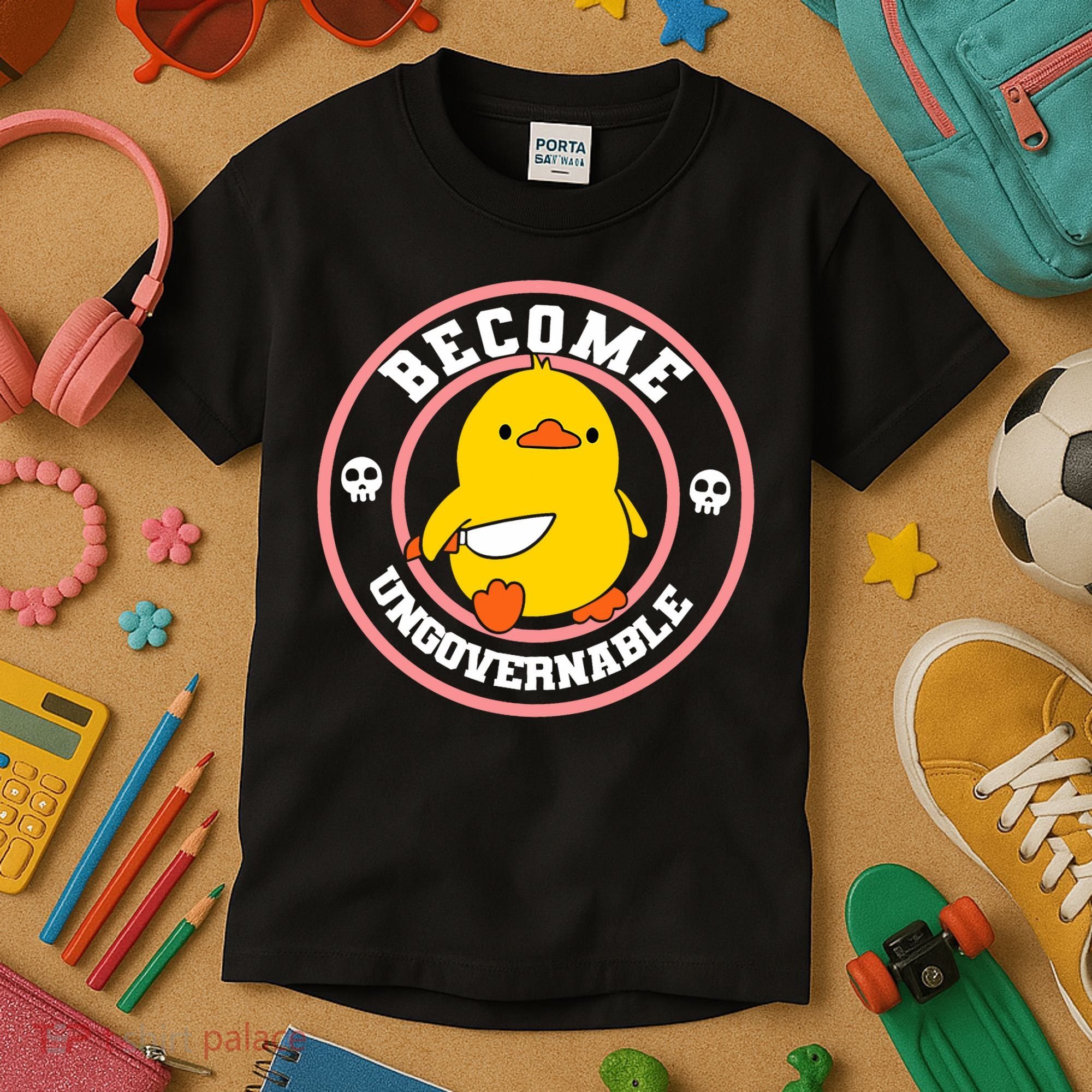 Become Ungovernable Funny Duck Knife Funny Duck Meme Quote  Kids T-Shirt