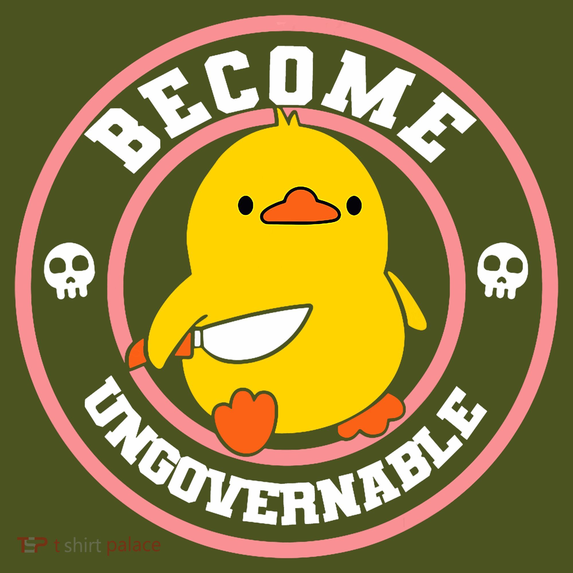 Become Ungovernable Funny Duck Knife Funny Duck Meme Quote  The Baniff Cuffed Pom Beanie