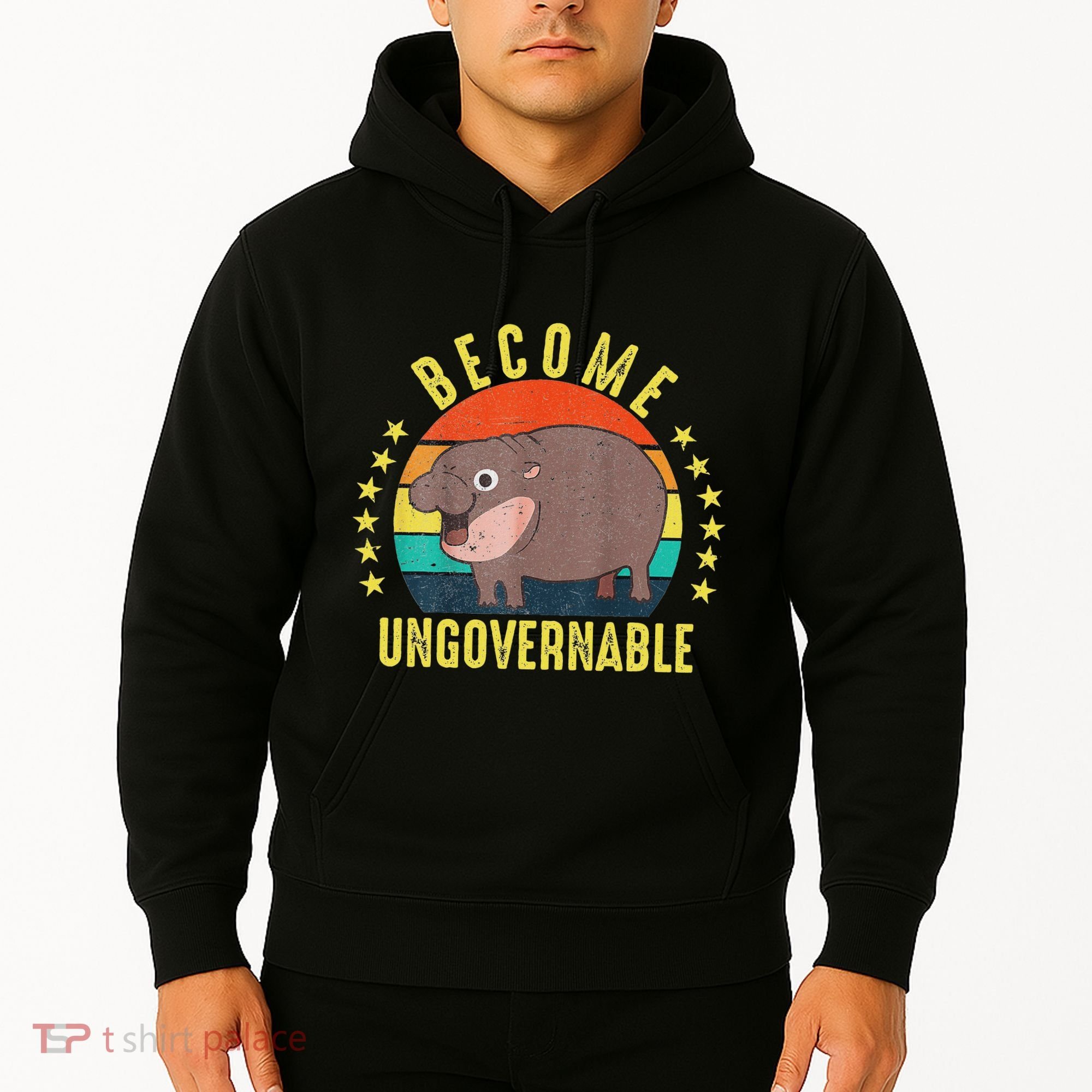 Become Ungovernable Funny Baby Hippo Moo Deng Funny Saying Hoodie