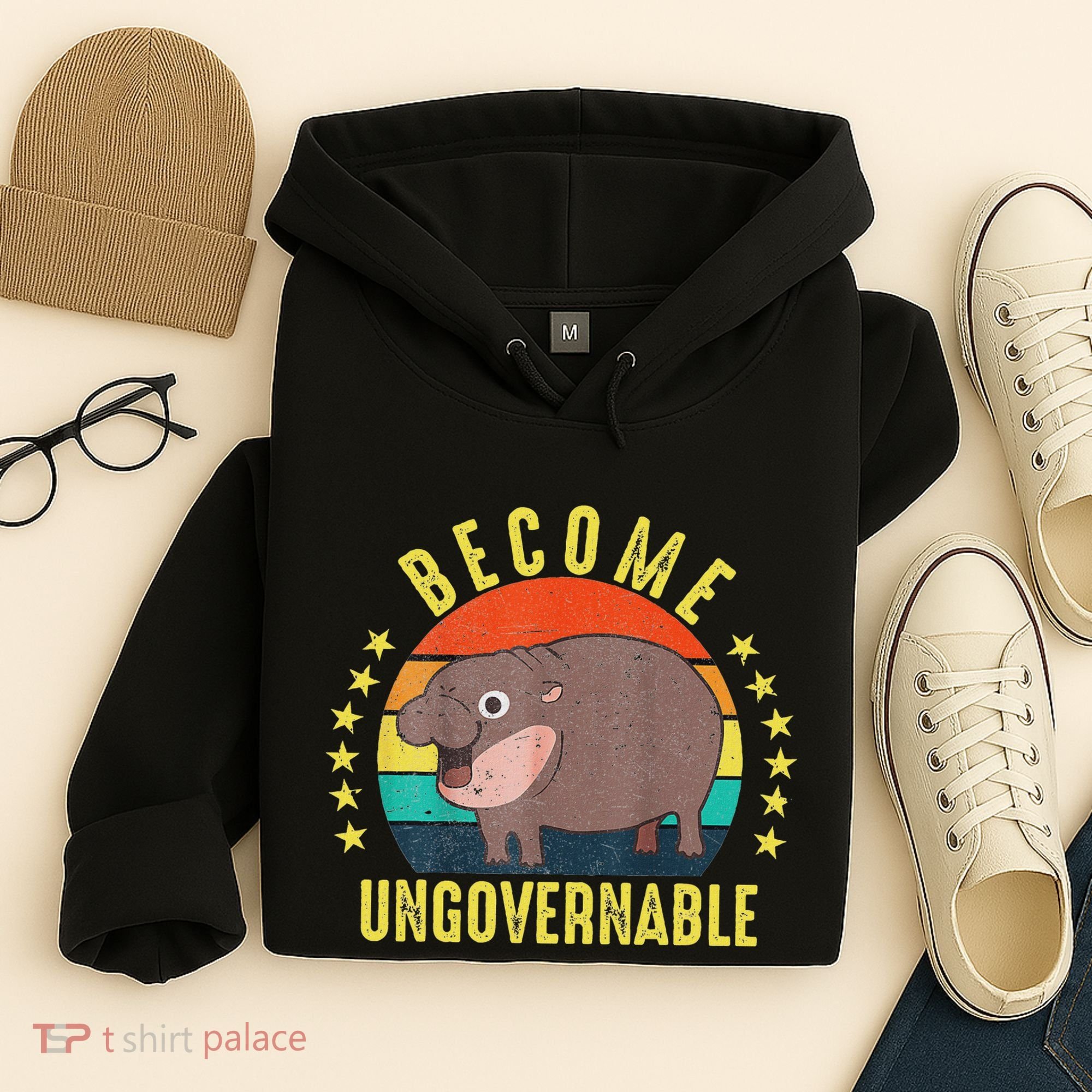 Become Ungovernable Funny Baby Hippo Moo Deng Funny Saying Hoodie