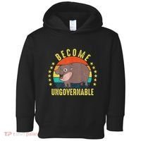 Become Ungovernable Funny Baby Hippo Moo Deng Funny Saying Toddler Hoodie thumb 0