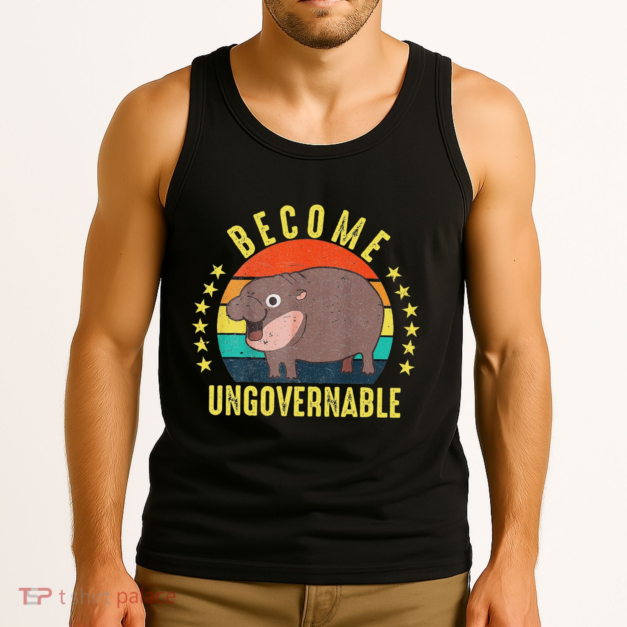Become Ungovernable Funny Baby Hippo Moo Deng Funny Saying Tank Top