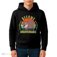 Become Ungovernable Funny Baby Hippo Moo Deng Funny Saying Kids Hoodie thumb 4