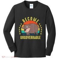 Become Ungovernable Funny Baby Hippo Moo Deng Funny Saying Kids Long Sleeve Shirt thumb 0