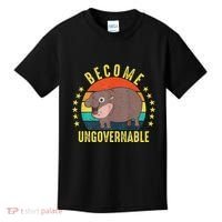 Become Ungovernable Funny Baby Hippo Moo Deng Funny Saying Kids T-Shirt thumb 0