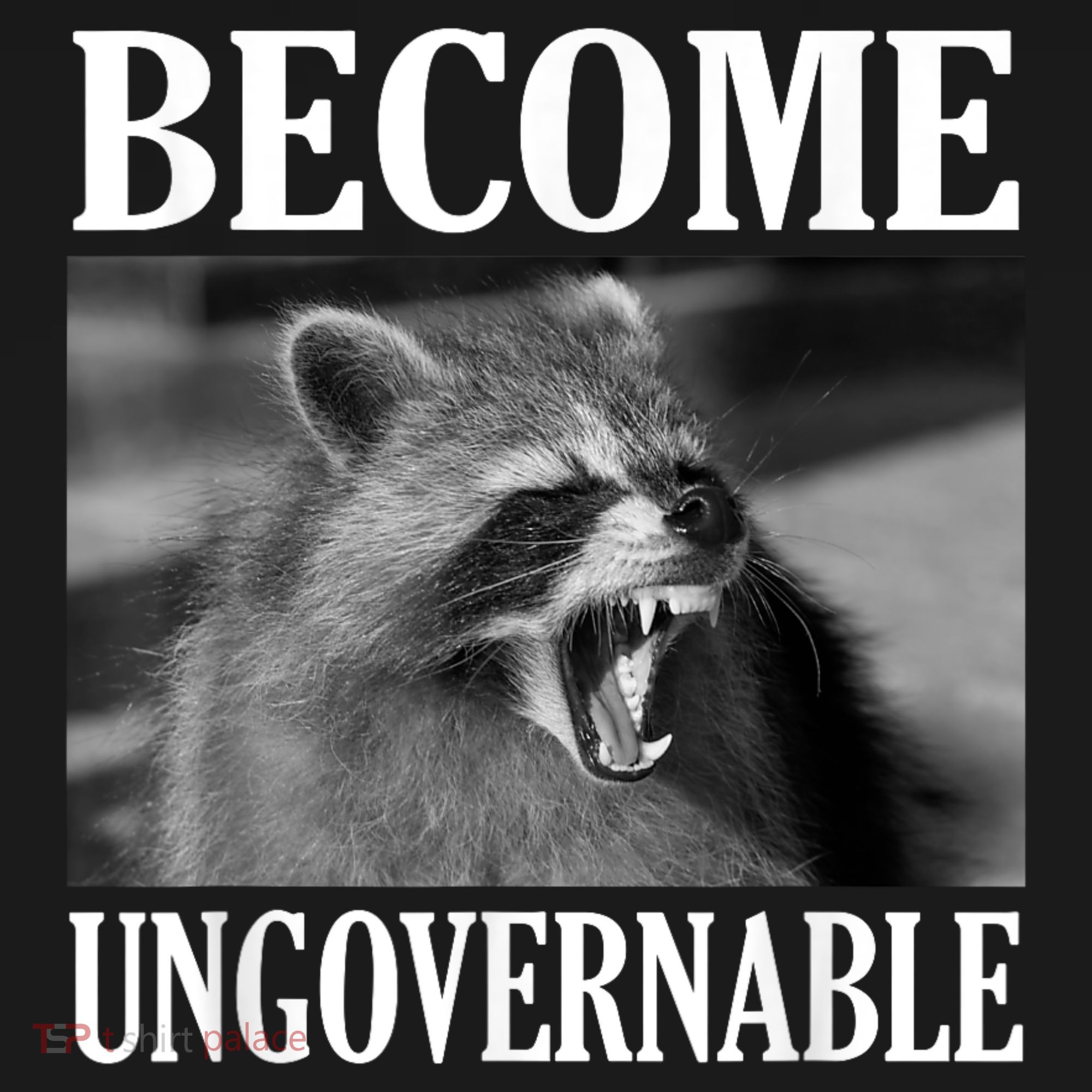 Become Ungovernable Funny Raccoon Face Meme Doggie Tank