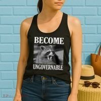 Become Ungovernable Funny Raccoon Face Meme Women's Tank Top thumb 2