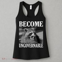 Become Ungovernable Funny Raccoon Face Meme Women's Tank Top thumb 3