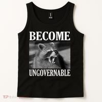 Become Ungovernable Funny Raccoon Face Meme Tank Top thumb 2