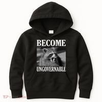 Become Ungovernable Funny Raccoon Face Meme Kids Hoodie thumb 0