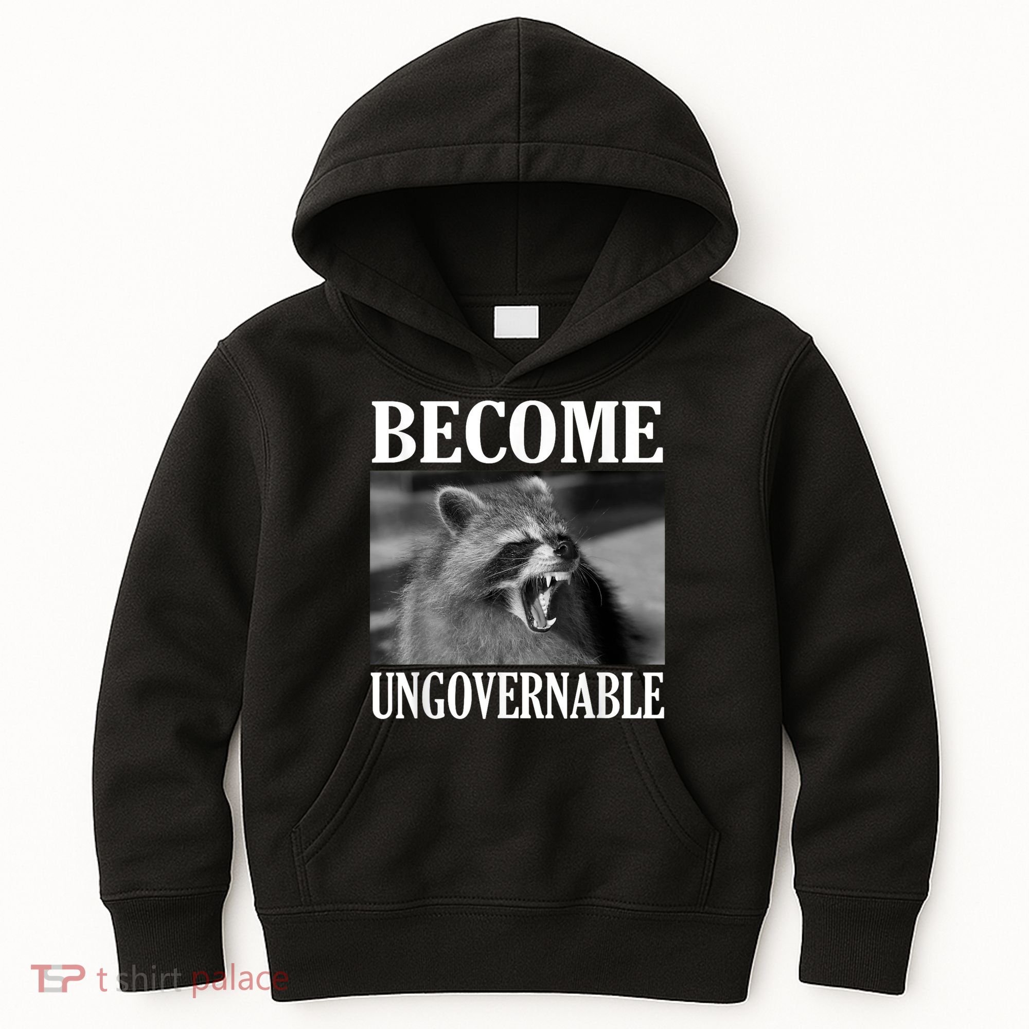 Become Ungovernable Funny Raccoon Face Meme Kids Hoodie