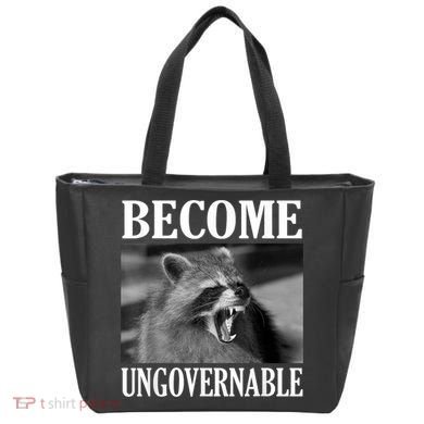 Become Ungovernable Funny Raccoon Face Meme Tote Bag