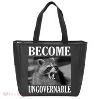 Become Ungovernable Funny Raccoon Face Meme Tote Bag thumb 0