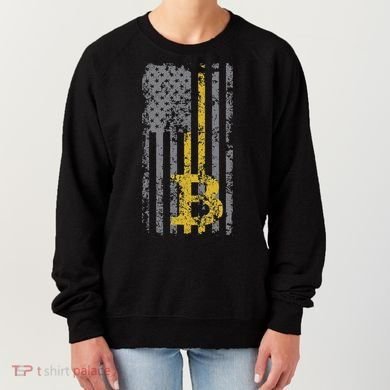 Bitcoin Usa Flag Distressed Digital Currency Lover Women's Sweatshirt