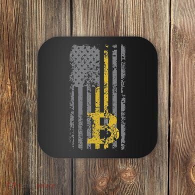 Bitcoin Usa Flag Distressed Digital Currency Lover Coaster