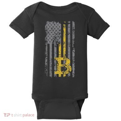 Bitcoin Usa Flag Distressed Digital Currency Lover Baby Bodysuit