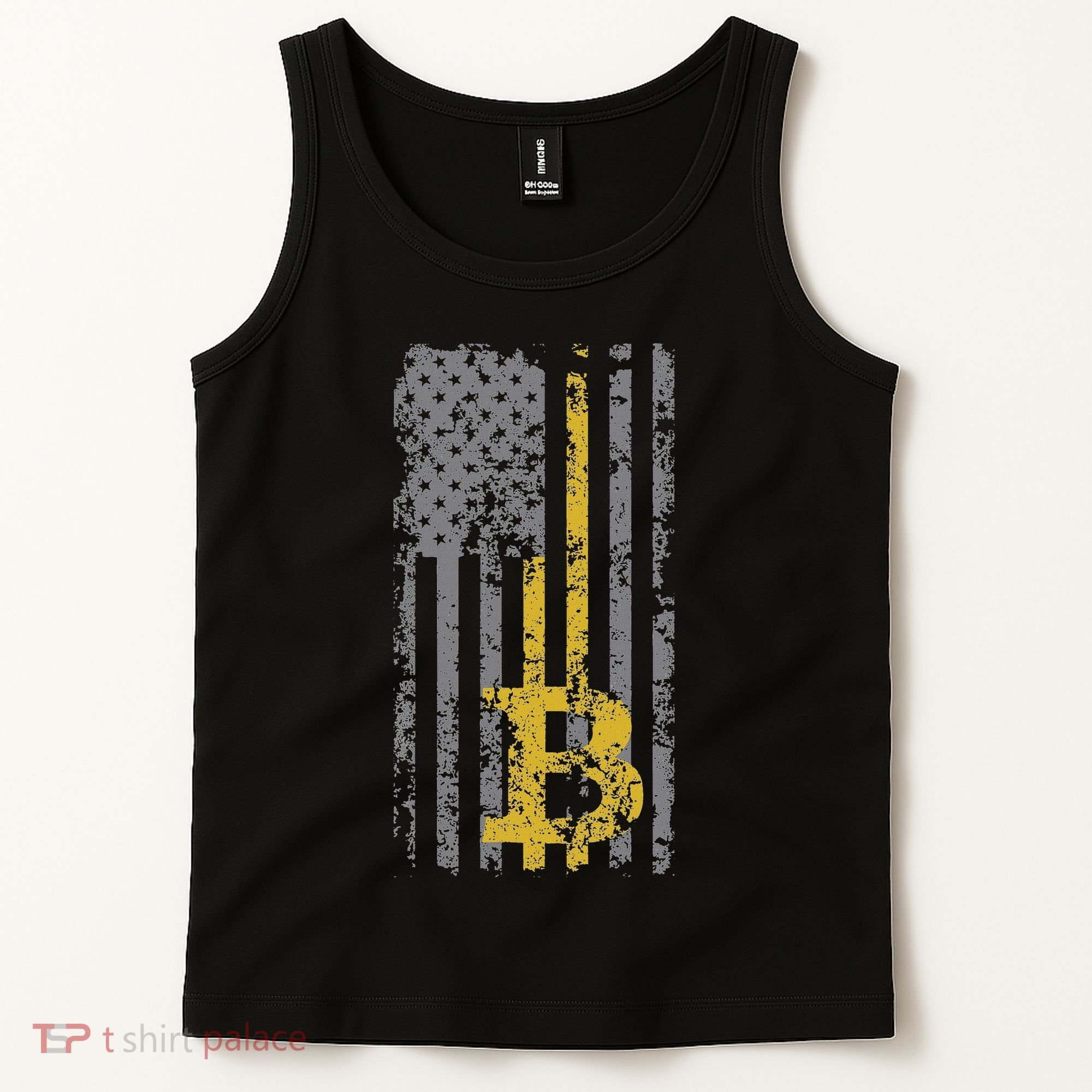 Bitcoin Usa Flag Distressed Digital Currency Lover Tank Top