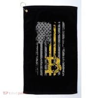 Bitcoin Usa Flag Distressed Digital Currency Lover Golf Towel thumb 0