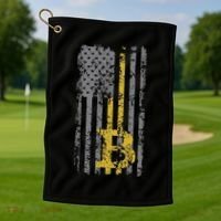 Bitcoin Usa Flag Distressed Digital Currency Lover Golf Towel thumb 1
