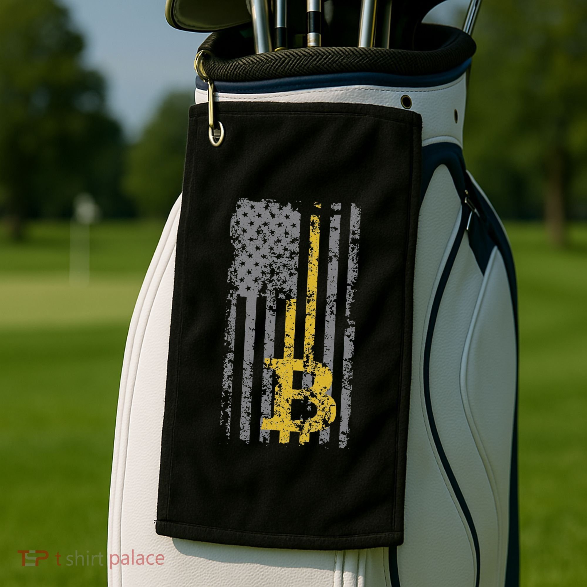 Bitcoin Usa Flag Distressed Digital Currency Lover Golf Towel