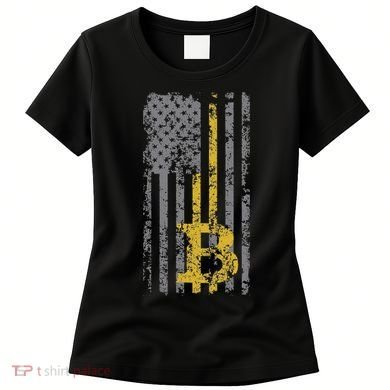 Bitcoin Usa Flag Distressed Digital Currency Lover Women's T-Shirt