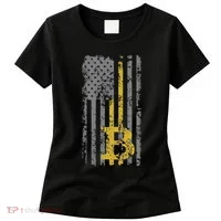 Bitcoin Usa Flag Distressed Digital Currency Lover Women's T-Shirt thumb 0
