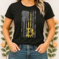 Bitcoin Usa Flag Distressed Digital Currency Lover Women's T-Shirt thumb 2