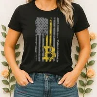 Bitcoin Usa Flag Distressed Digital Currency Lover Women's T-Shirt thumb 2