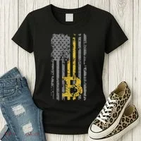 Bitcoin Usa Flag Distressed Digital Currency Lover Women's T-Shirt thumb 3