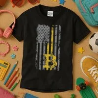 Bitcoin Usa Flag Distressed Digital Currency Lover Kids T-Shirt thumb 3