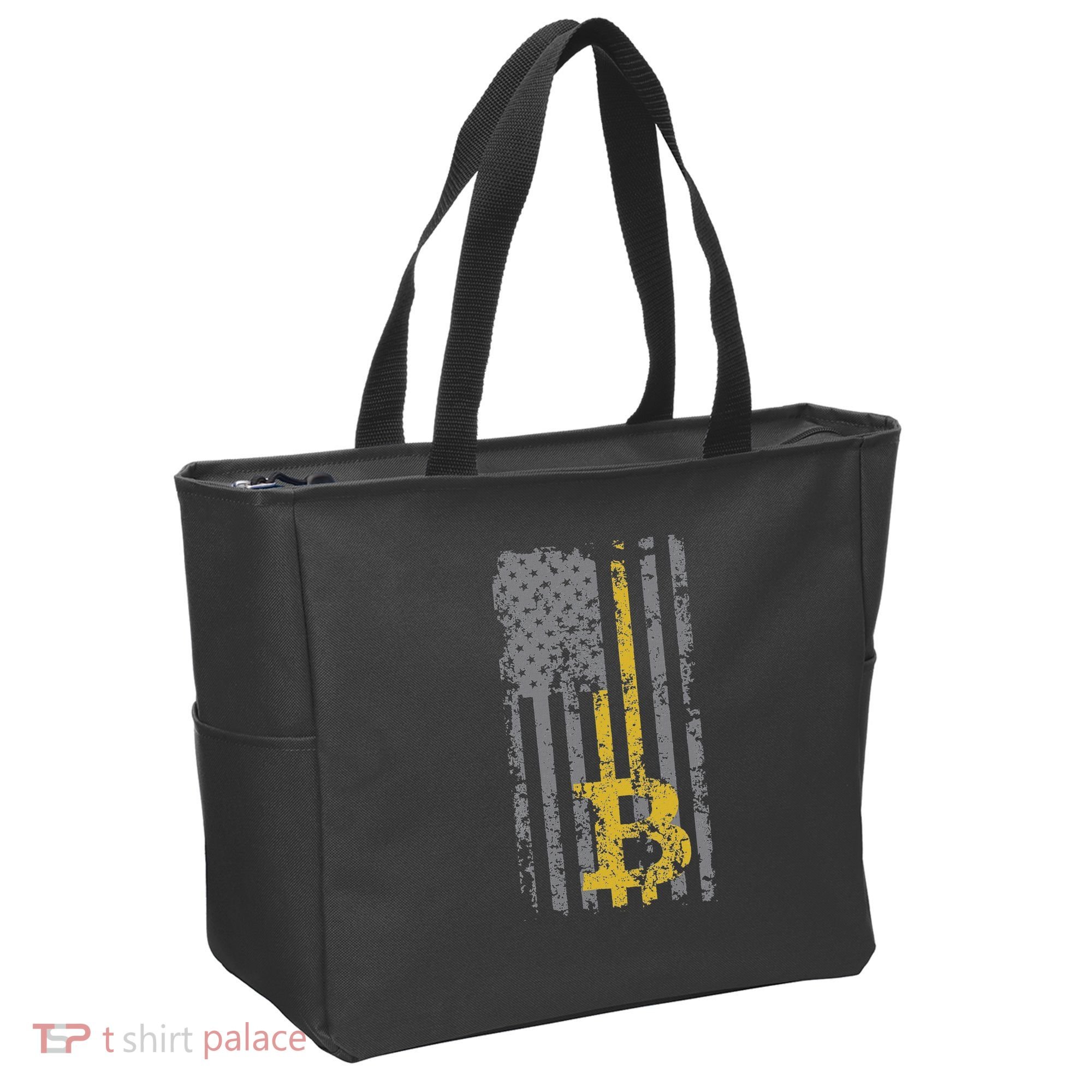 Bitcoin Usa Flag Distressed Digital Currency Lover Tote Bag