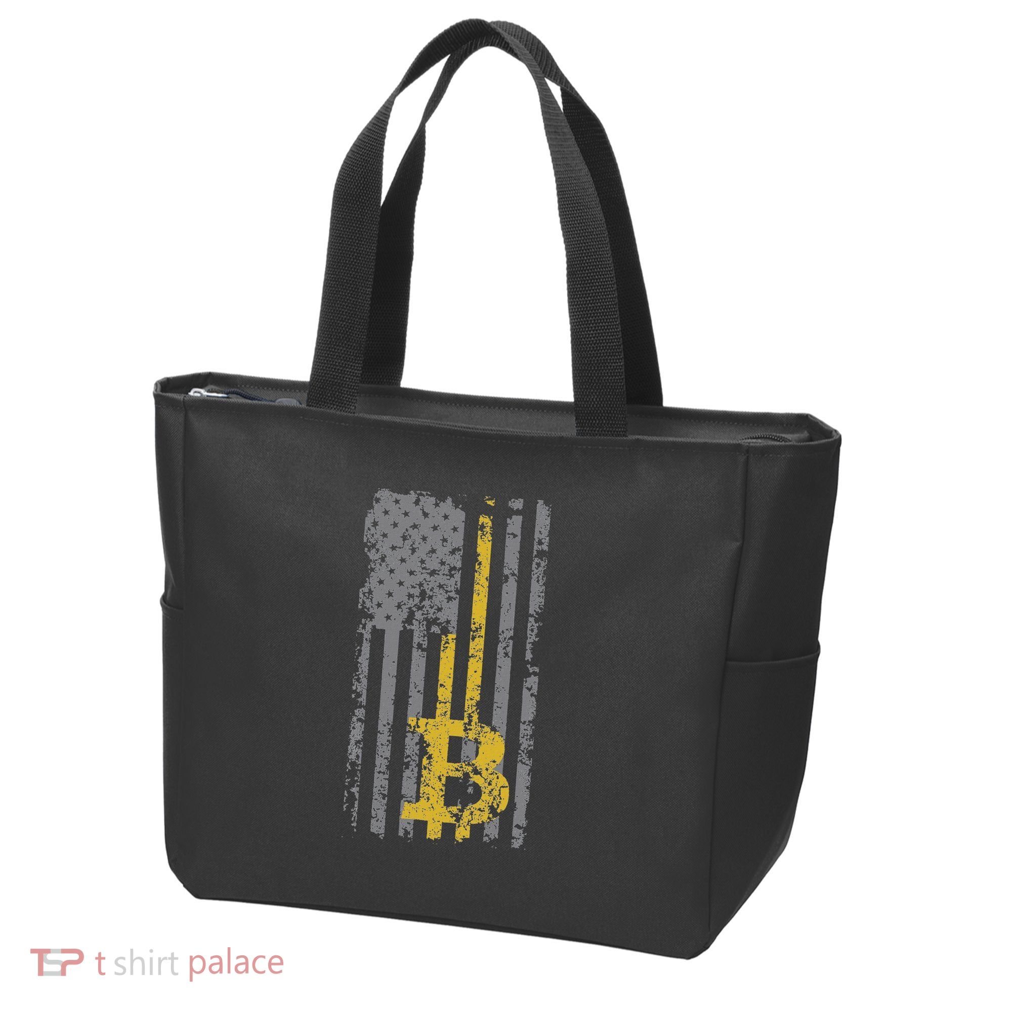 Bitcoin Usa Flag Distressed Digital Currency Lover Tote Bag
