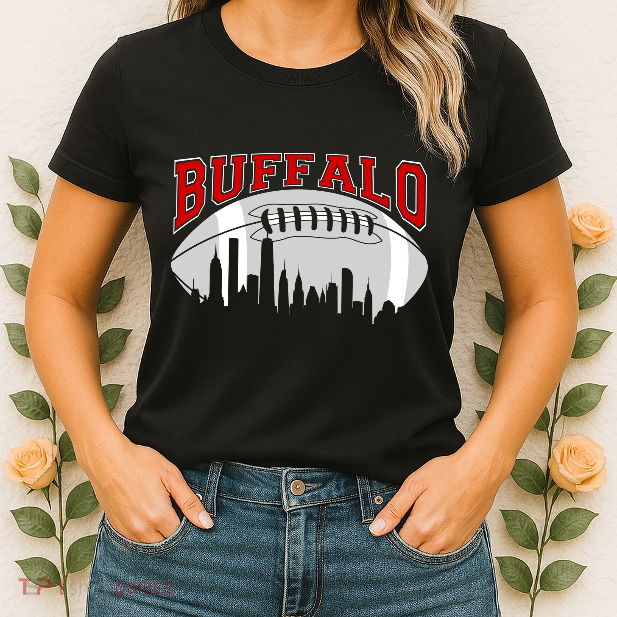 Buffalo Football Fan City Skyline Women's T-Shirt