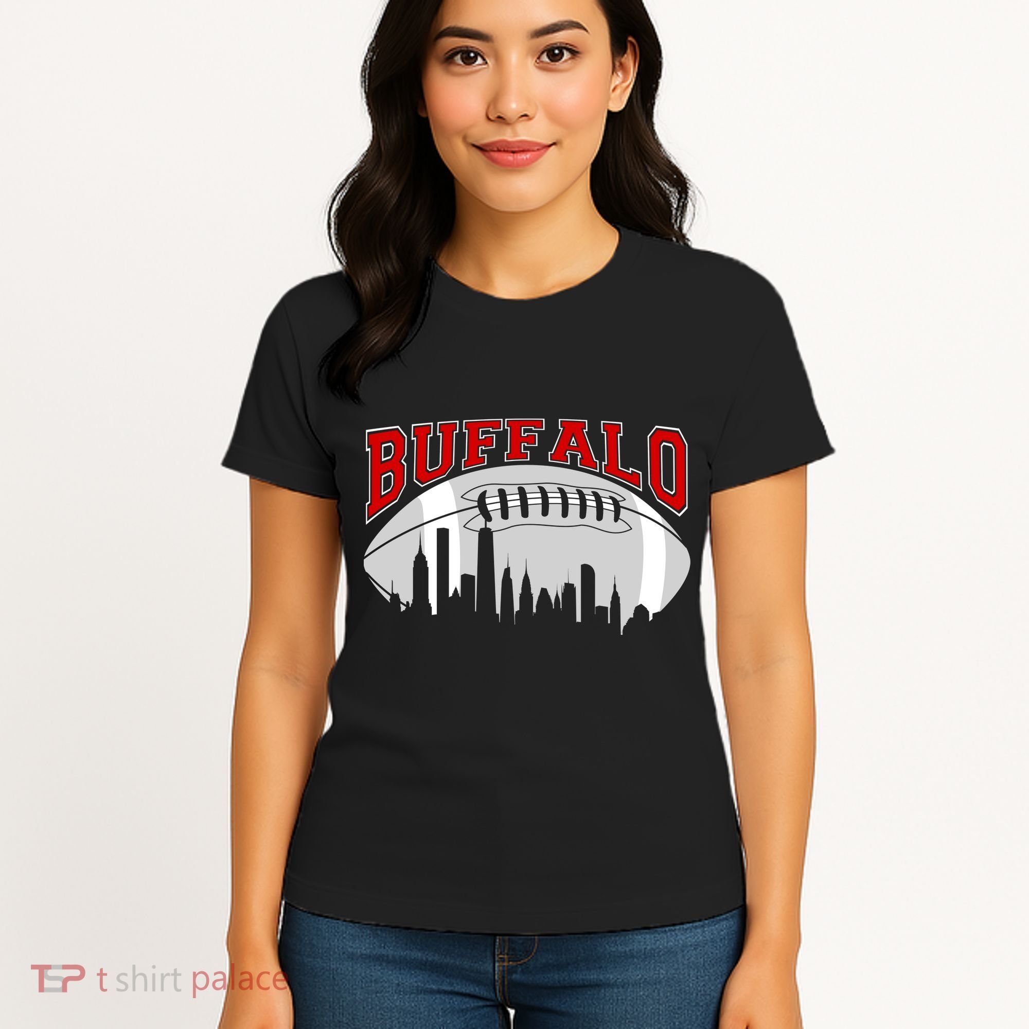 Buffalo Football Fan City Skyline Women's T-Shirt