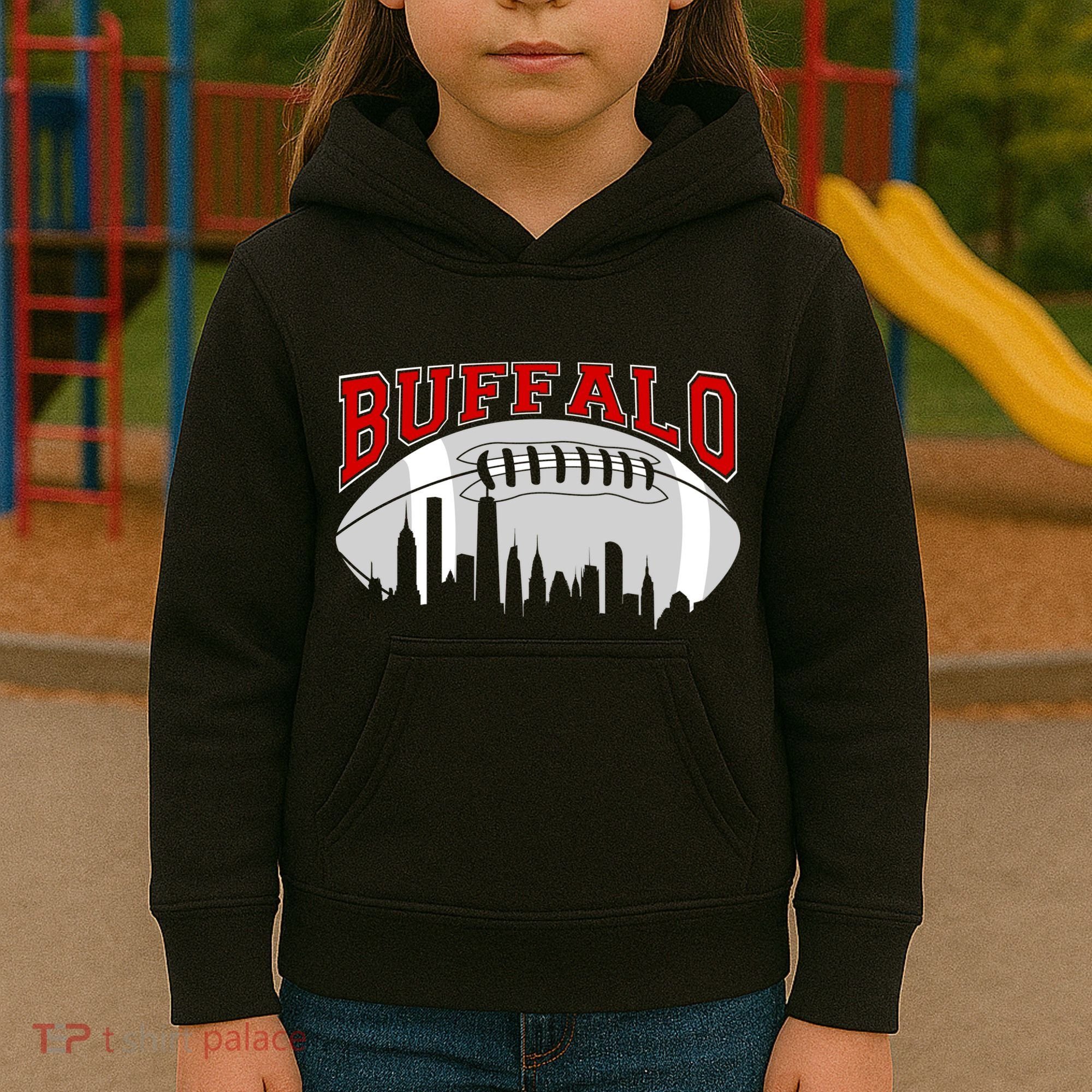 Buffalo Football Fan City Skyline Kids Hoodie