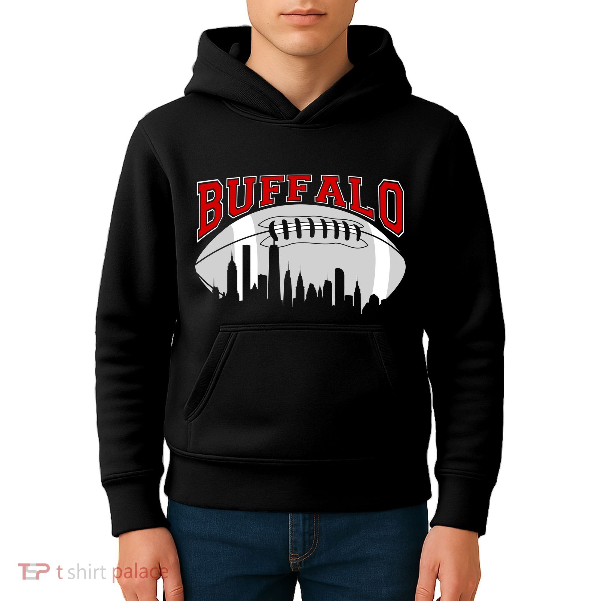 Buffalo Football Fan City Skyline Kids Hoodie