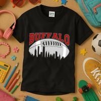 Buffalo Football Fan City Skyline Kids T-Shirt thumb 3