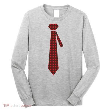 Buffalo Plaid Christmas Tie Long Sleeve Shirt