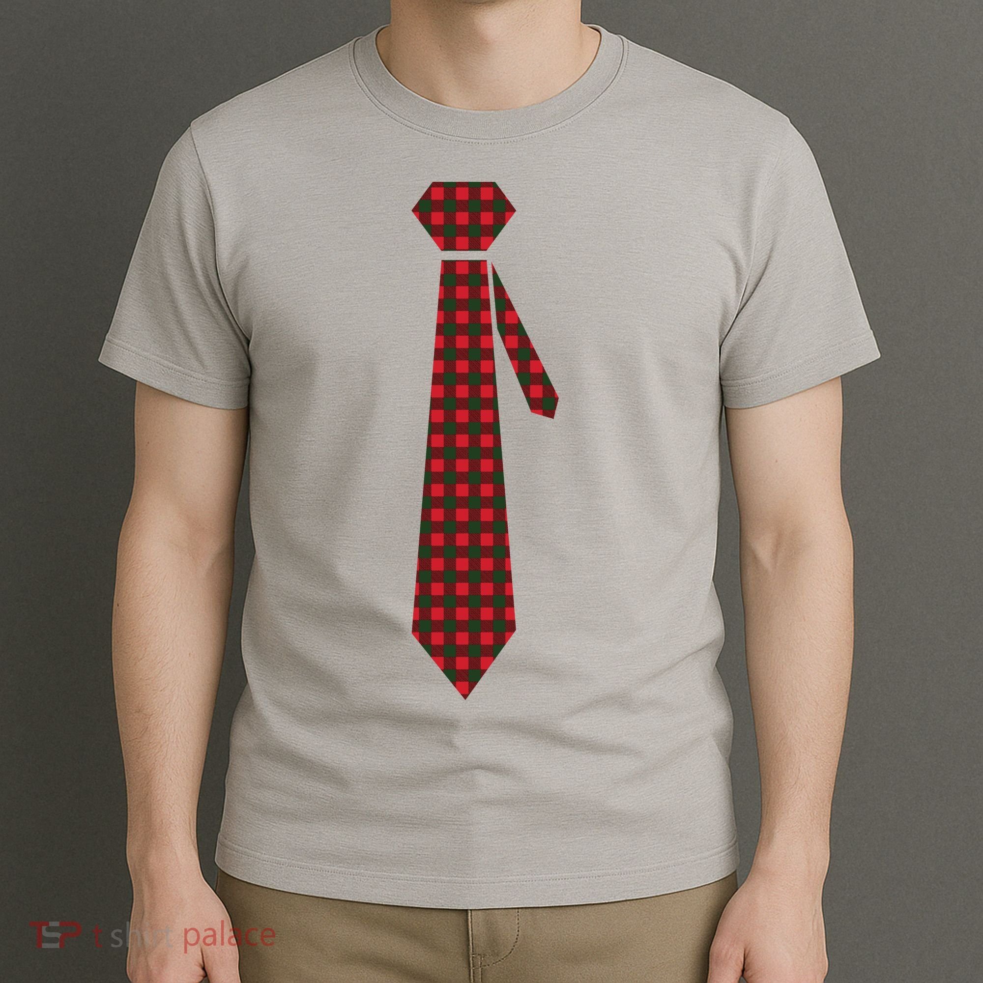 Buffalo Plaid Christmas Tie T-Shirt
